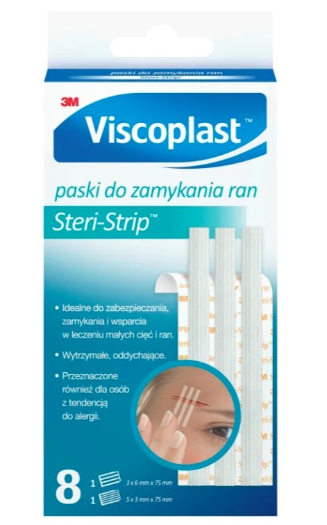 Viscoplast Steri-Strip paski do zamykania ran 6mmx75mm , 3mmx7  7100046353